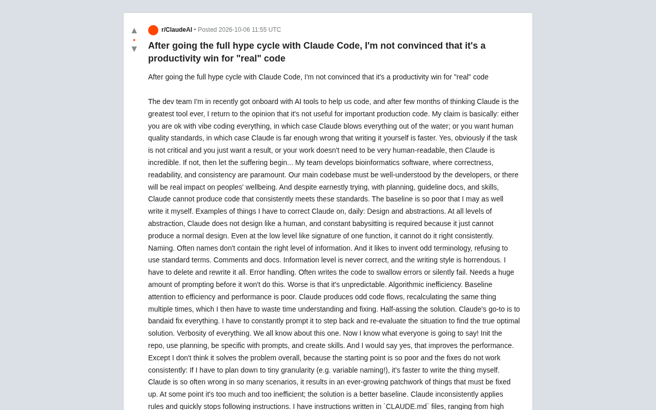 After the Claude Code Hype Fades: Does It Actually Boost Productivity on "Real" Code?