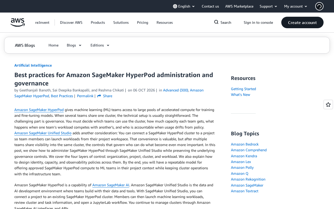 Amazon SageMaker HyperPod Administration and Governance Best Practices