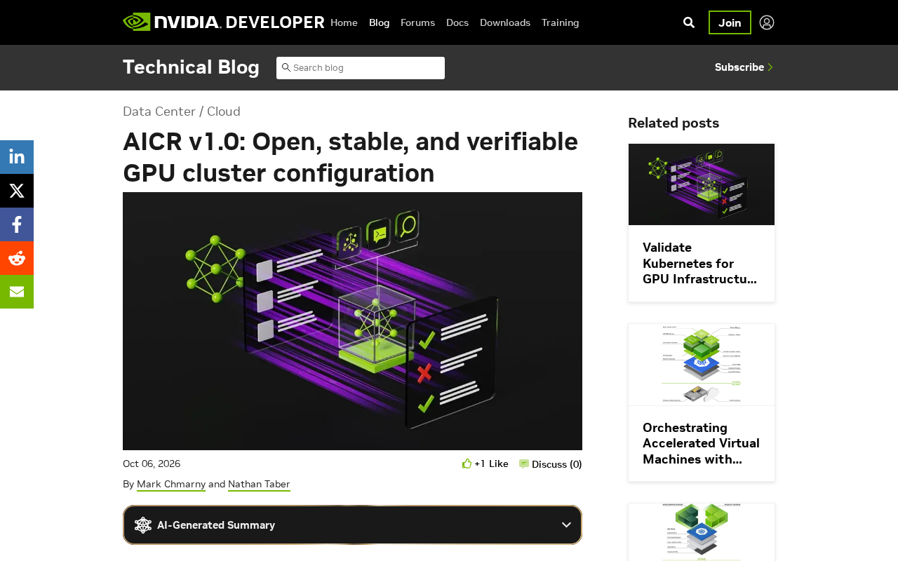 AICR v1.0 Released: An Open, Verifiable GPU Cluster Configuration Reference