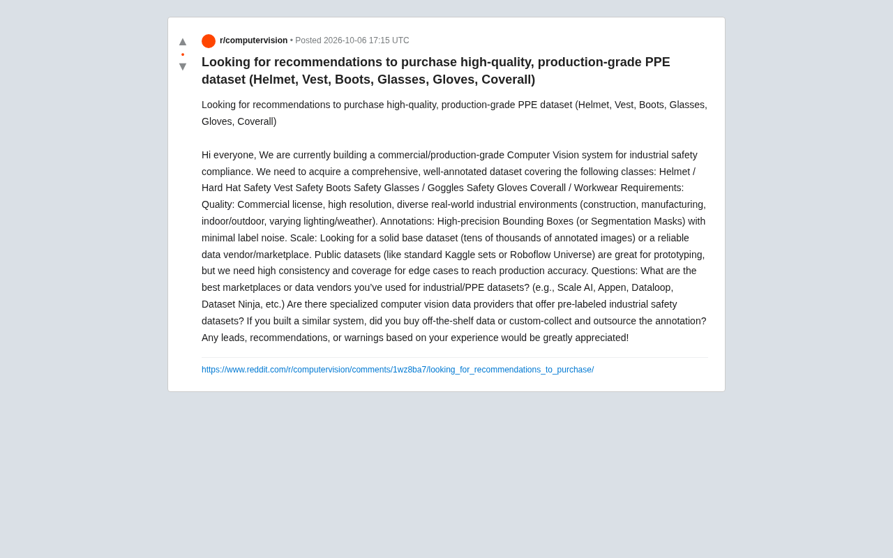 Production-Grade PPE Safety Dataset Procurement Guide: Channels, Quality, and Build-vs-Buy Tradeoffs