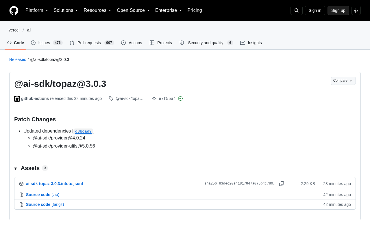 @ai-sdk/topaz 3.0.3 Released: A Deep Dive into This Dependency-Update Patch