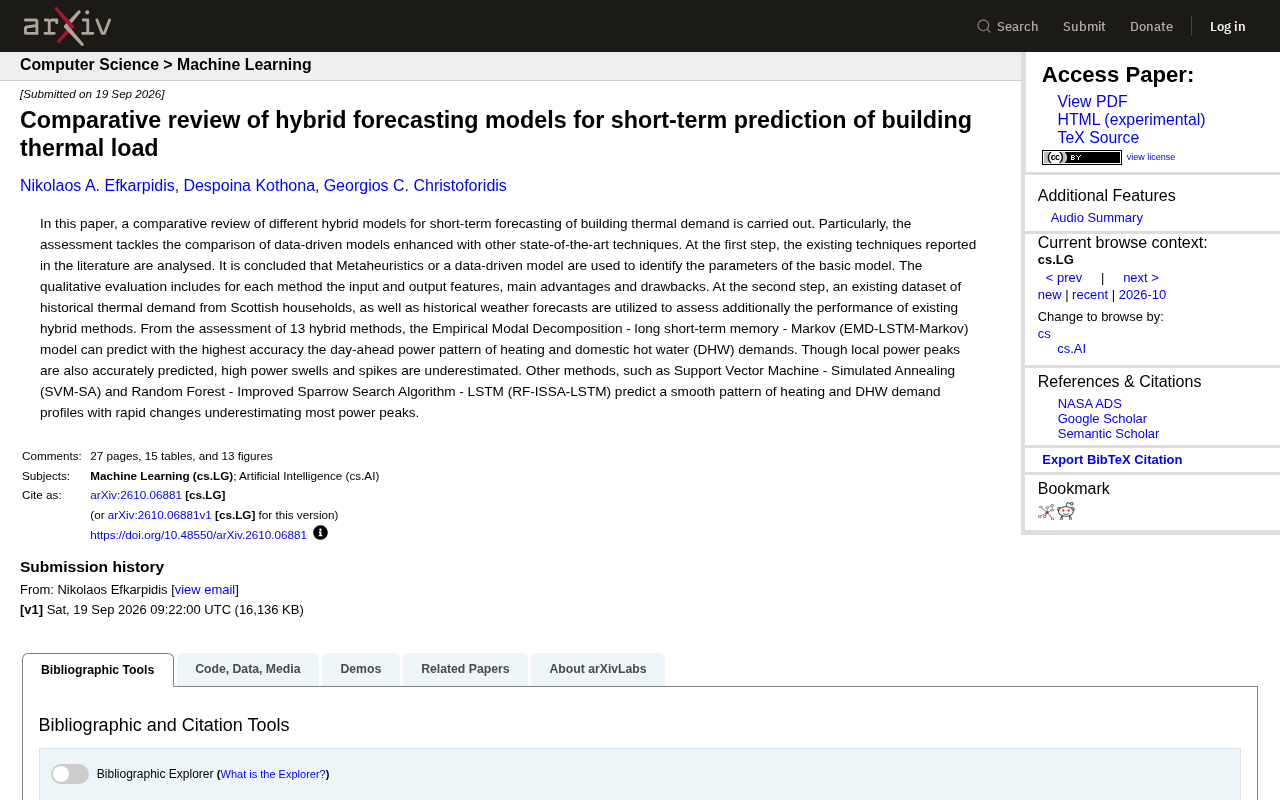 Hybrid Forecasting Models Compared: Which Is Most Accurate for Short-Term Building Thermal Load Prediction?