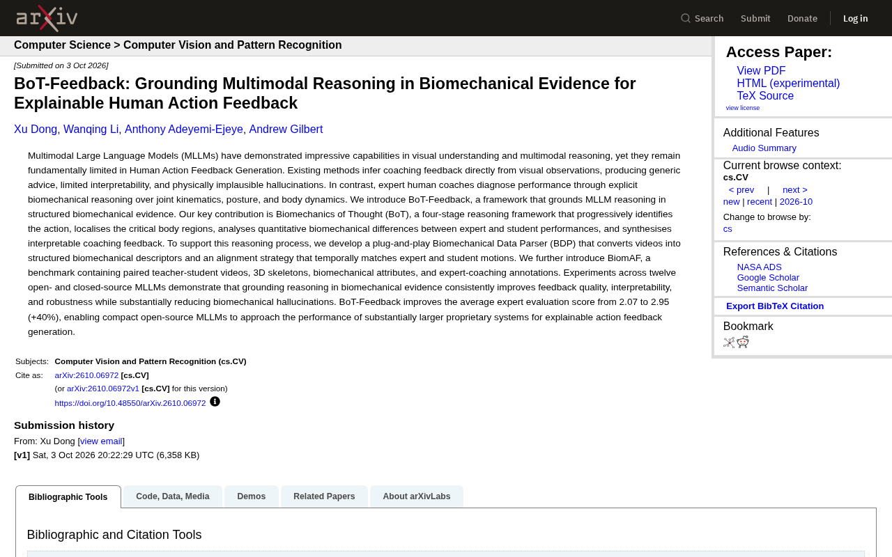 BoT-Feedback: Making AI Coaching More Explainable with Biomechanical Evidence