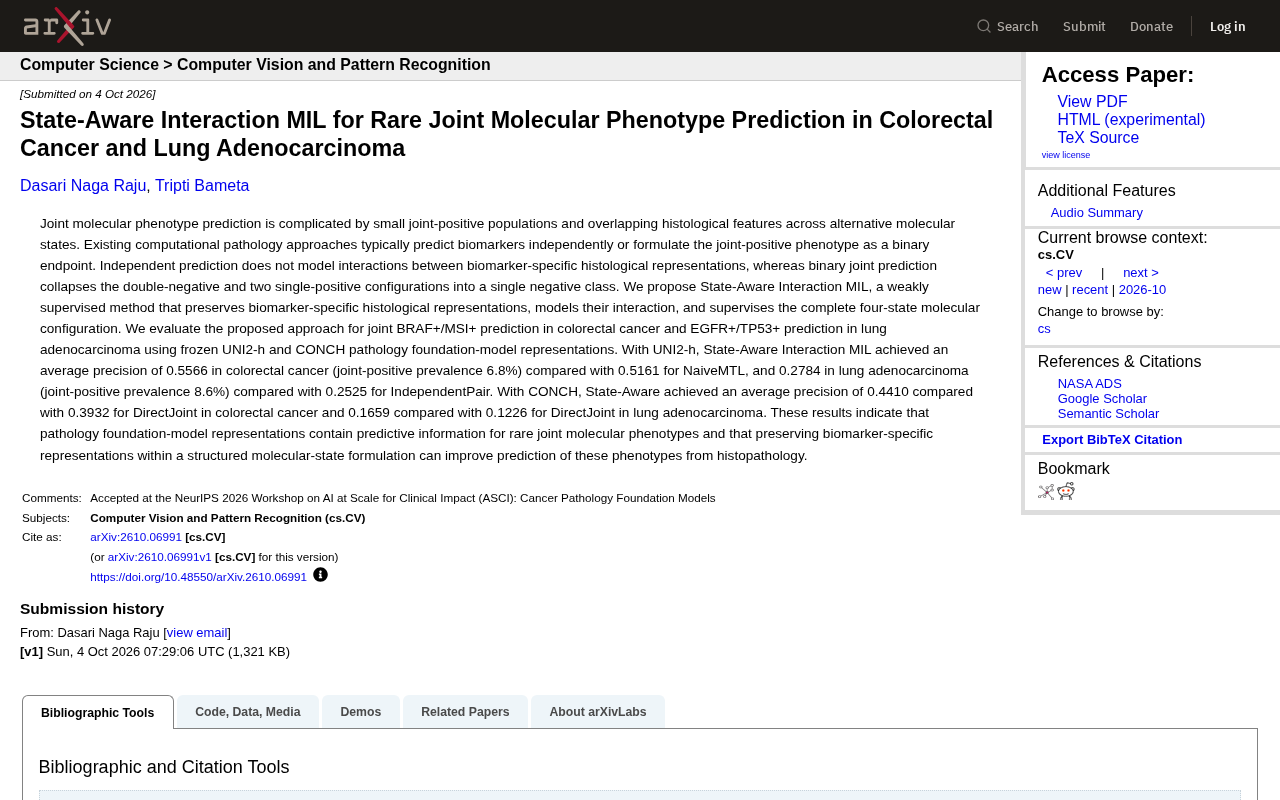 State-Aware Interaction MIL: Predicting Rare Co-occurring Molecular Phenotypes from Pathology Slides