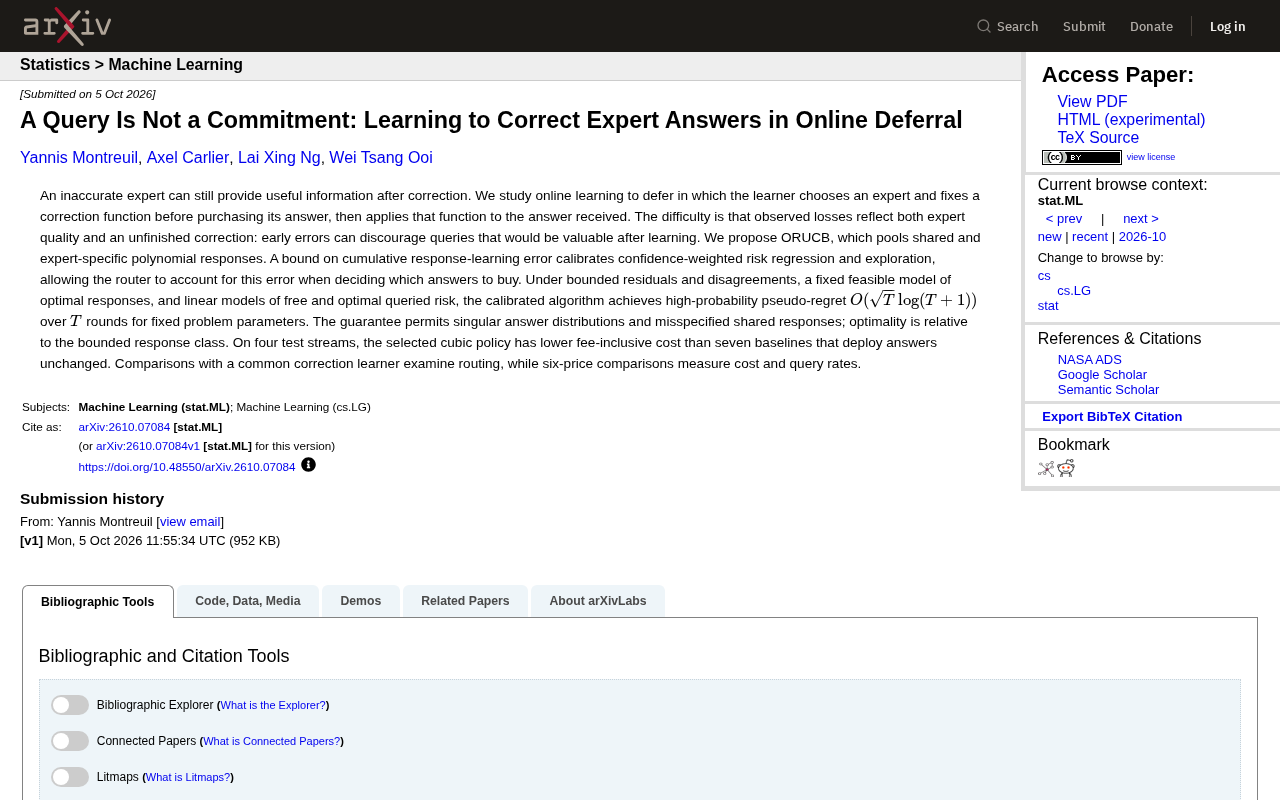 ORUCB Algorithm: How to Correct Expert Answers and Reduce Costs in Online Learning