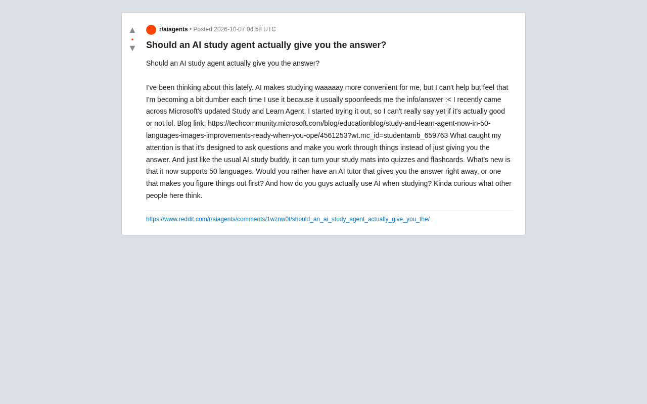 Should AI Study Assistants Just Give You the Answer? Reflections Sparked by Microsoft's Study Agent