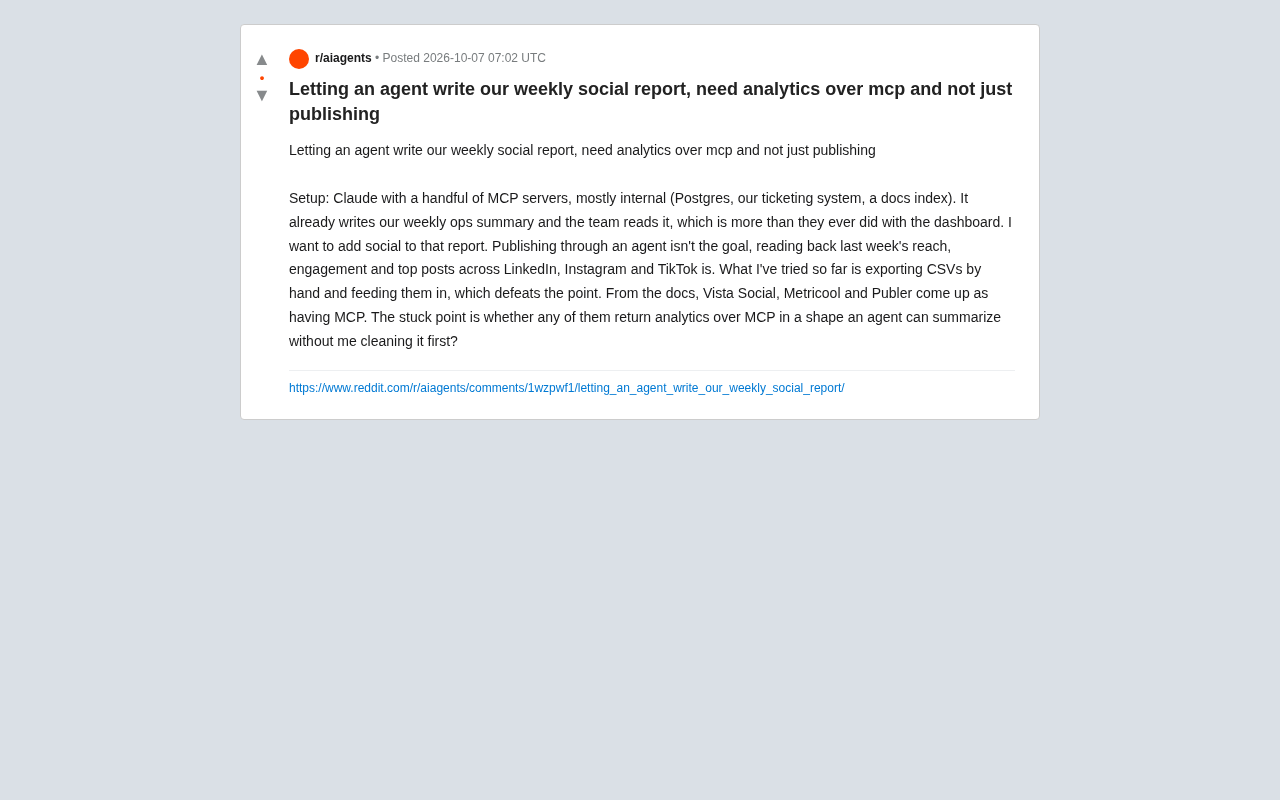 Auto-Generating Social Media Weekly Reports with AI Agents: A Real-World MCP Analytics Comparison