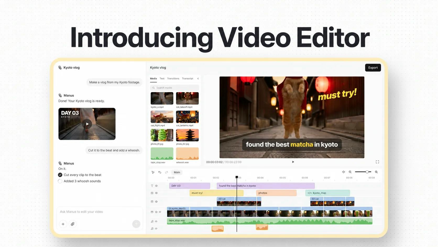 Manus 2.0 推出 Video Editor:人人都能做出值得发布的视频