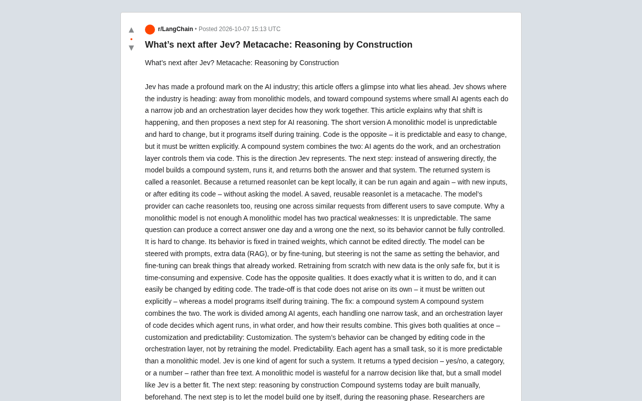 Metacache and Reasoning by Construction: The Next Step for Compound AI Systems