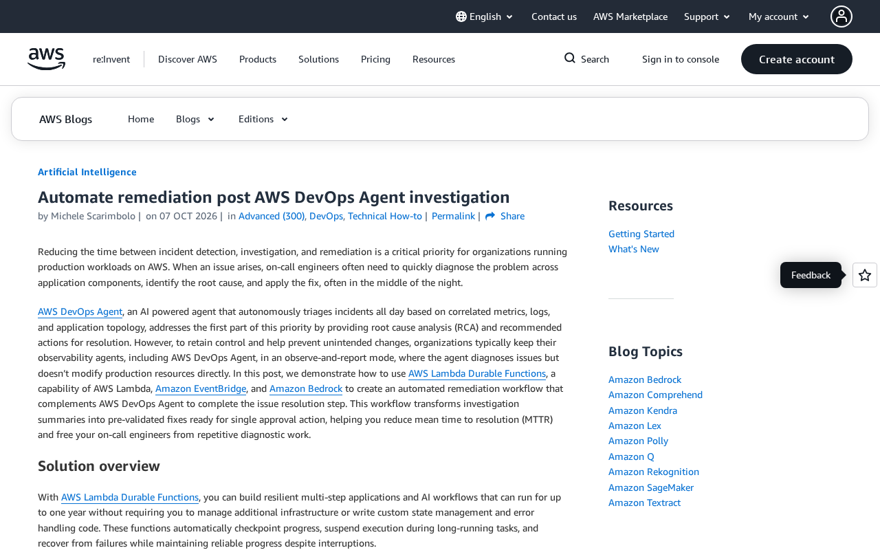AWS DevOps Agent Auto-Remediation in Practice: From Diagnosis to One-Click Approval