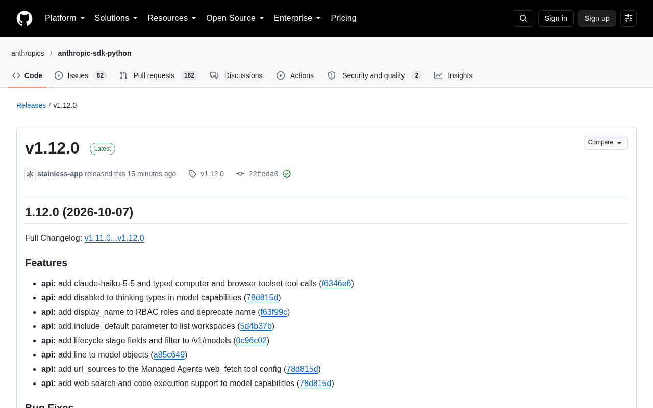 Anthropic SDK v1.12.0 Update: Introducing Claude Haiku 5.5 and Expanded API Capabilities