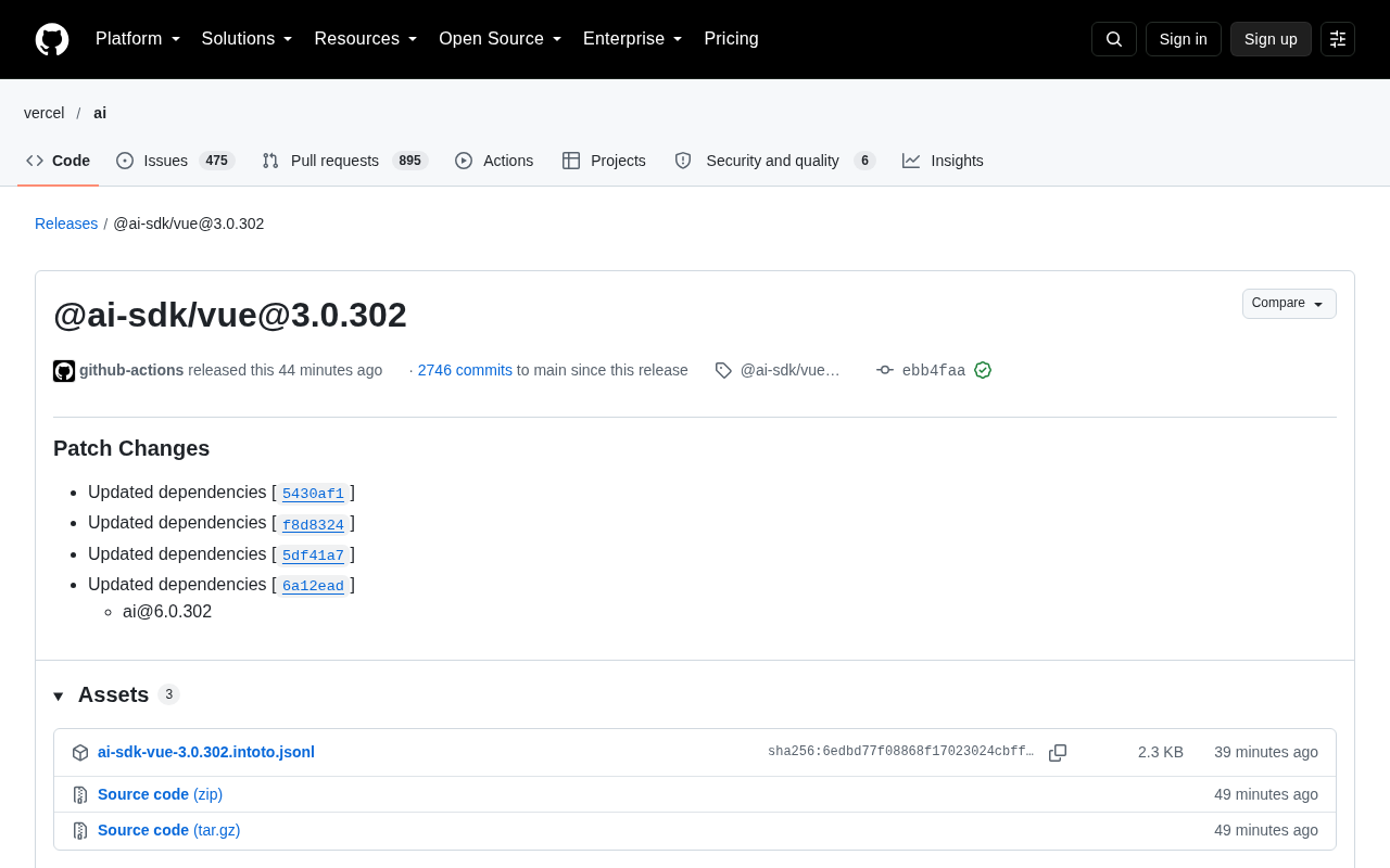 @ai-sdk/vue@3.0.302 Released: What Vue Developers Need to Know About This Dependency Update