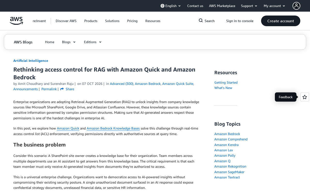 A New Approach to RAG Access Control: How Amazon Quick and Bedrock Protect Enterprise Data Permissions