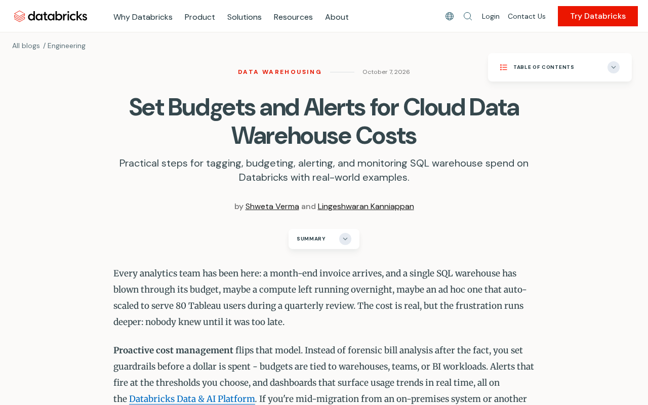 Cloud Data Warehouse Costs Spiraling Out of Control? Take Charge with Budgets and Alerts