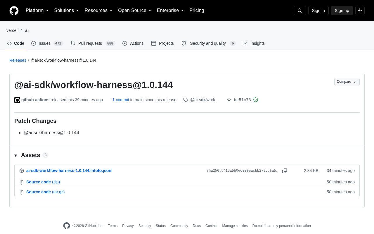 @ai-sdk/workflow-harness 1.0.144 Released: A Routine Patch Update