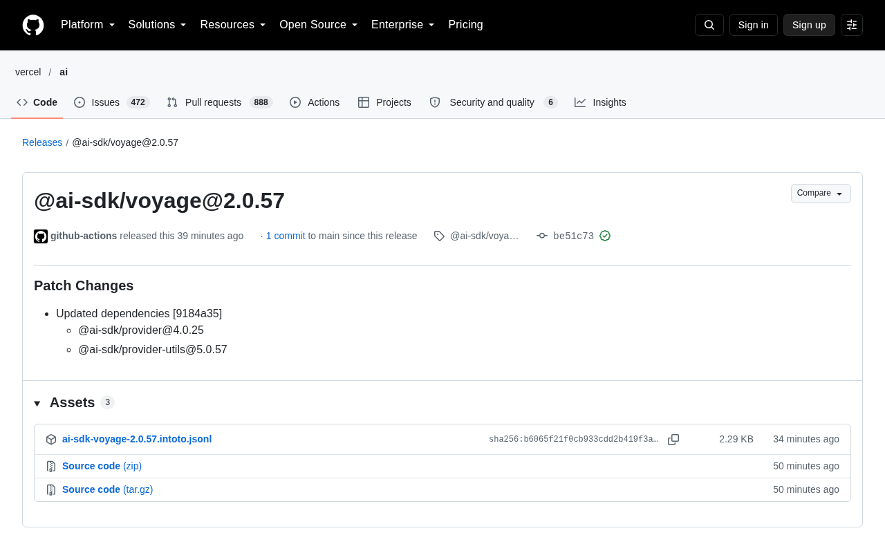 @ai-sdk/voyage@2.0.57 Released: A Dependency-Update Patch Version