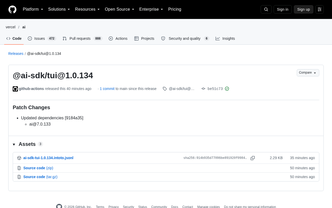 @ai-sdk/tui 1.0.134 release page