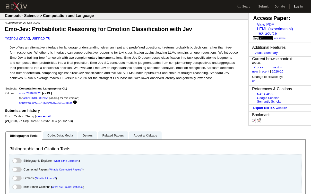 Emo-Jev: A Training-Free Paradigm for Emotion Classification via Probabilistic Reasoning