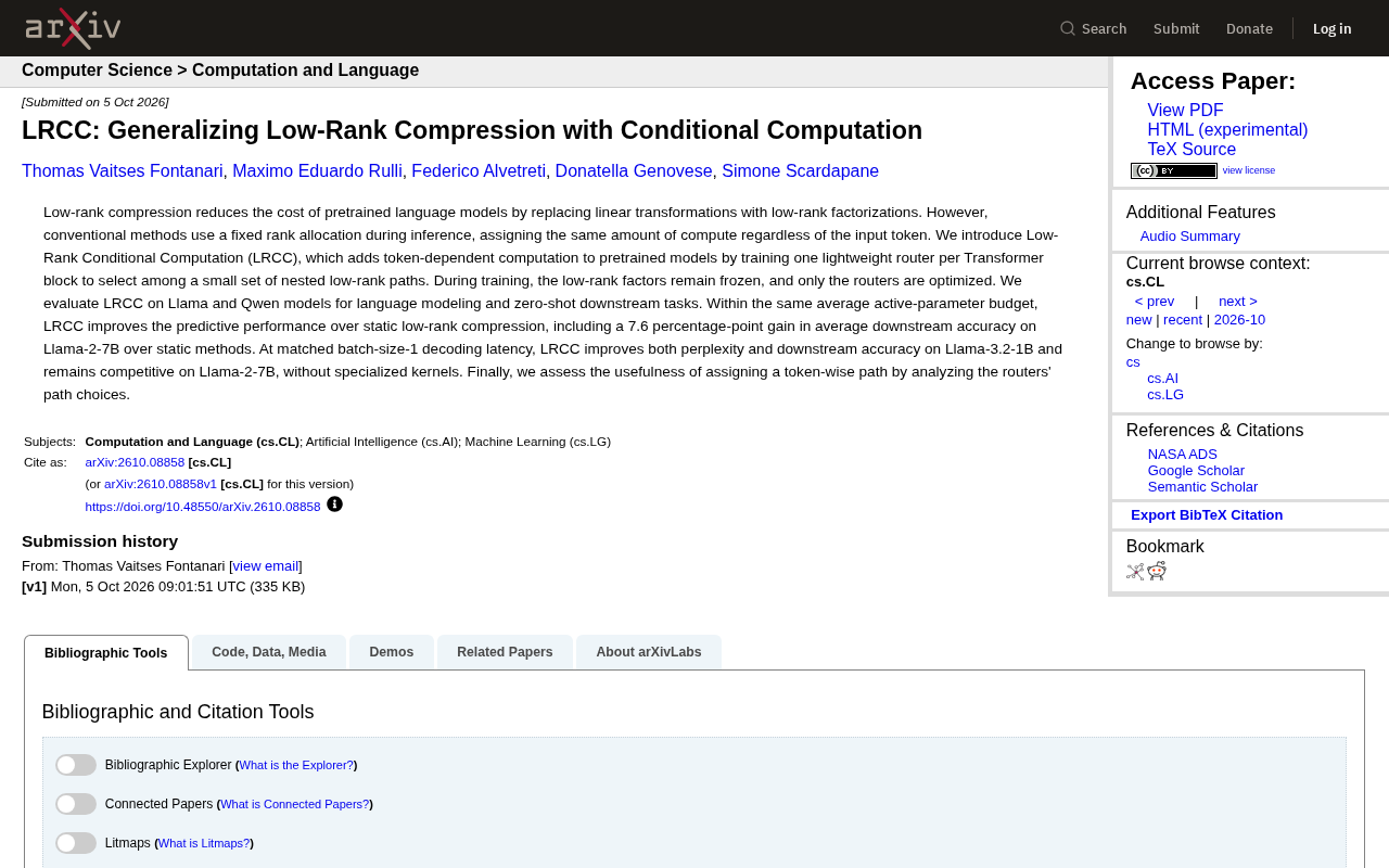 LRCC: A New Approach to Improving Low-Rank Compression with Conditional Computation