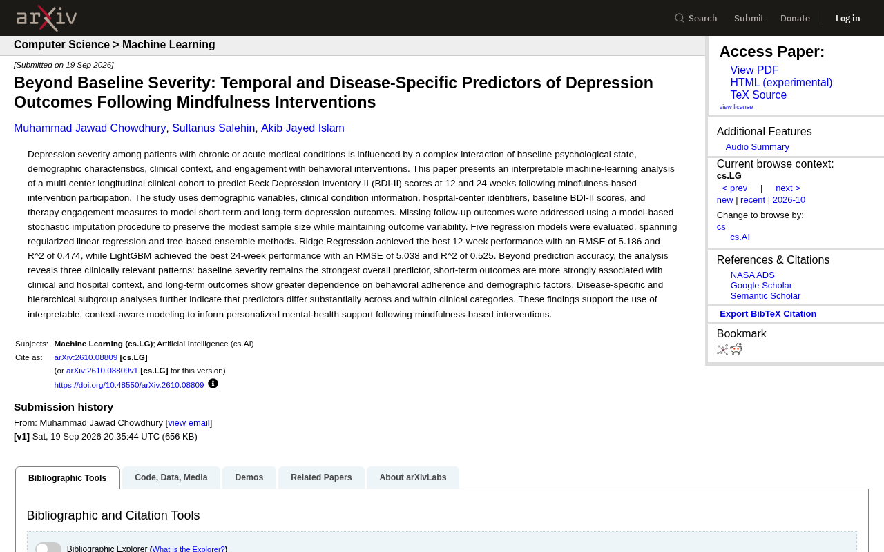 Explainable Machine Learning Predicts Post-Mindfulness Depression Outcomes: Temporal and Disease-Specific Insights