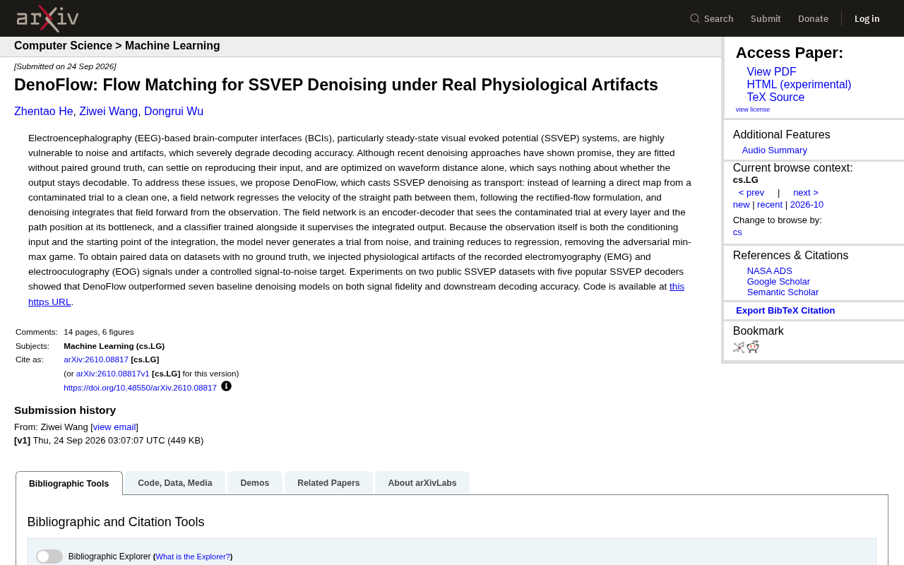 DenoFlow: Solving SSVEP EEG Denoising with Flow Matching