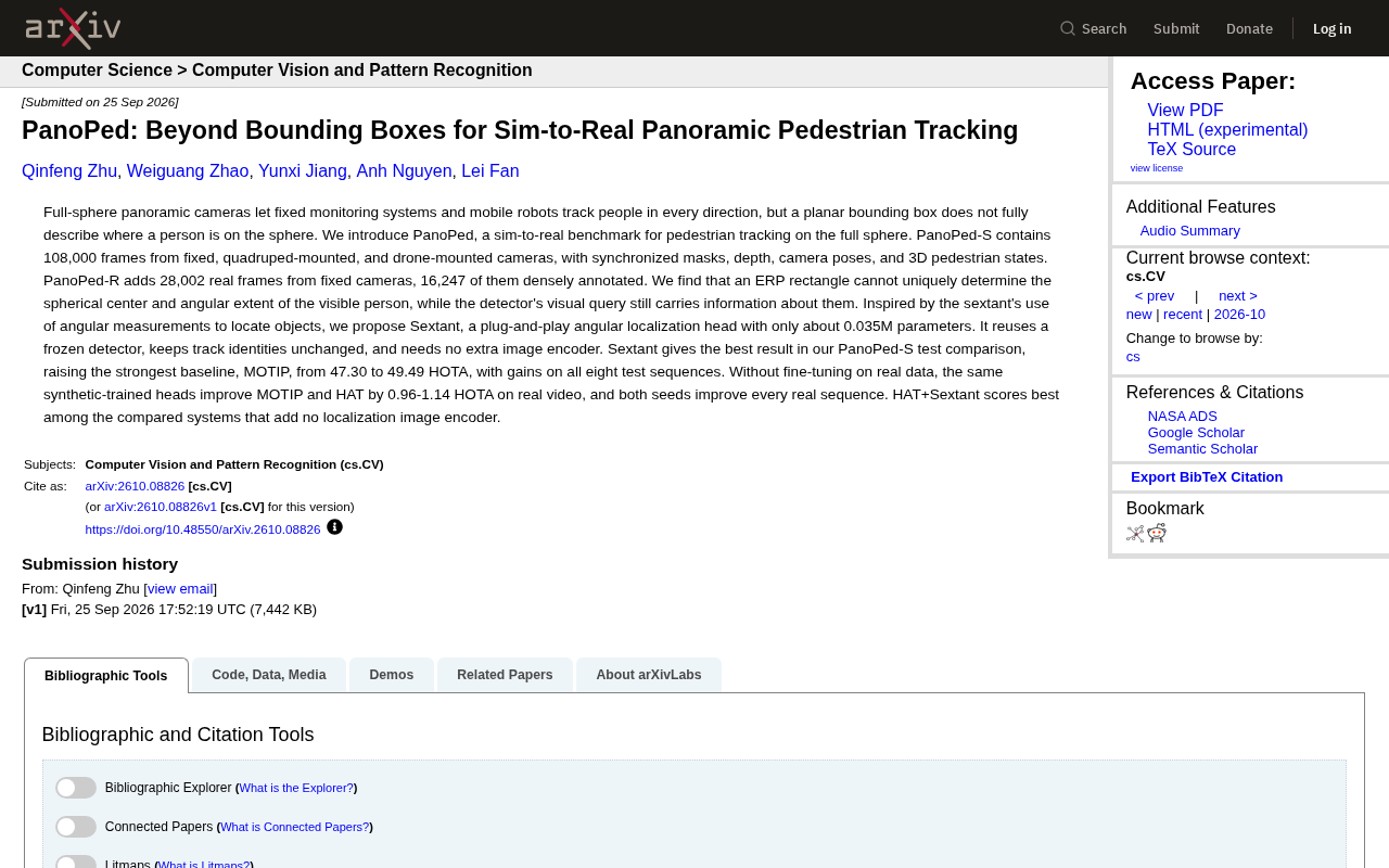 PanoPed: A New Sim-to-Real Benchmark for Panoramic Pedestrian Tracking with the Sextant Angular Localization Head