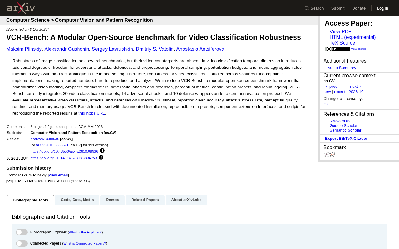 VCR-Bench: An Open-Source Framework Filling the Gap in Video Classification Robustness Evaluation