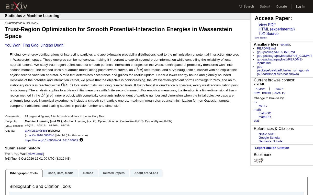 Trust-Region Optimization in Wasserstein Space: A Second-Order Method for Non-Convex Energy Minimization