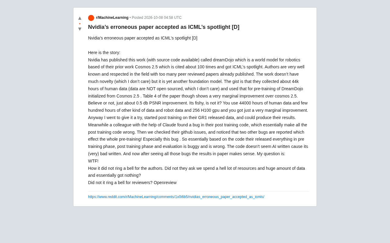 英伟达论文被爆代码漏洞,却斩获ICML Spotlight引争议