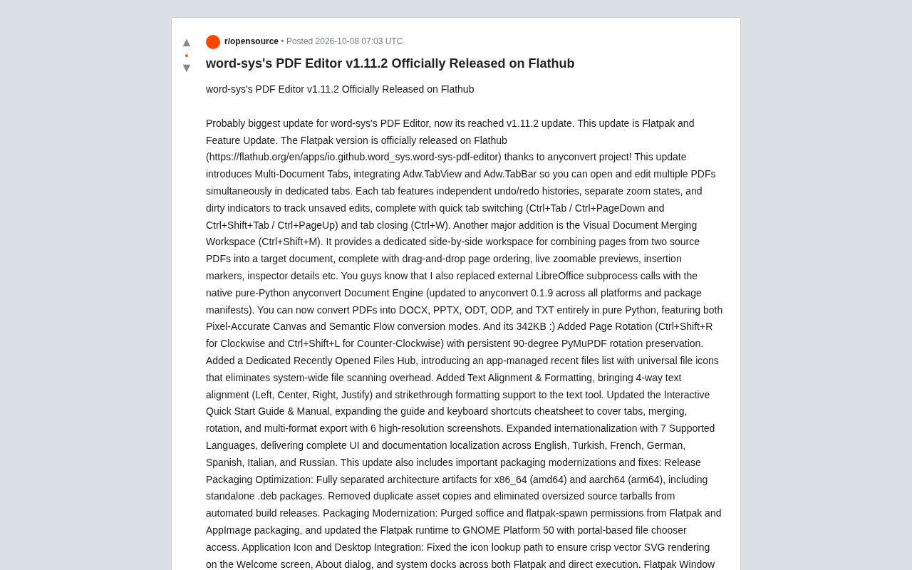 开源PDF编辑器word-sys v1.11.2发布:多标签与纯Python转换引擎