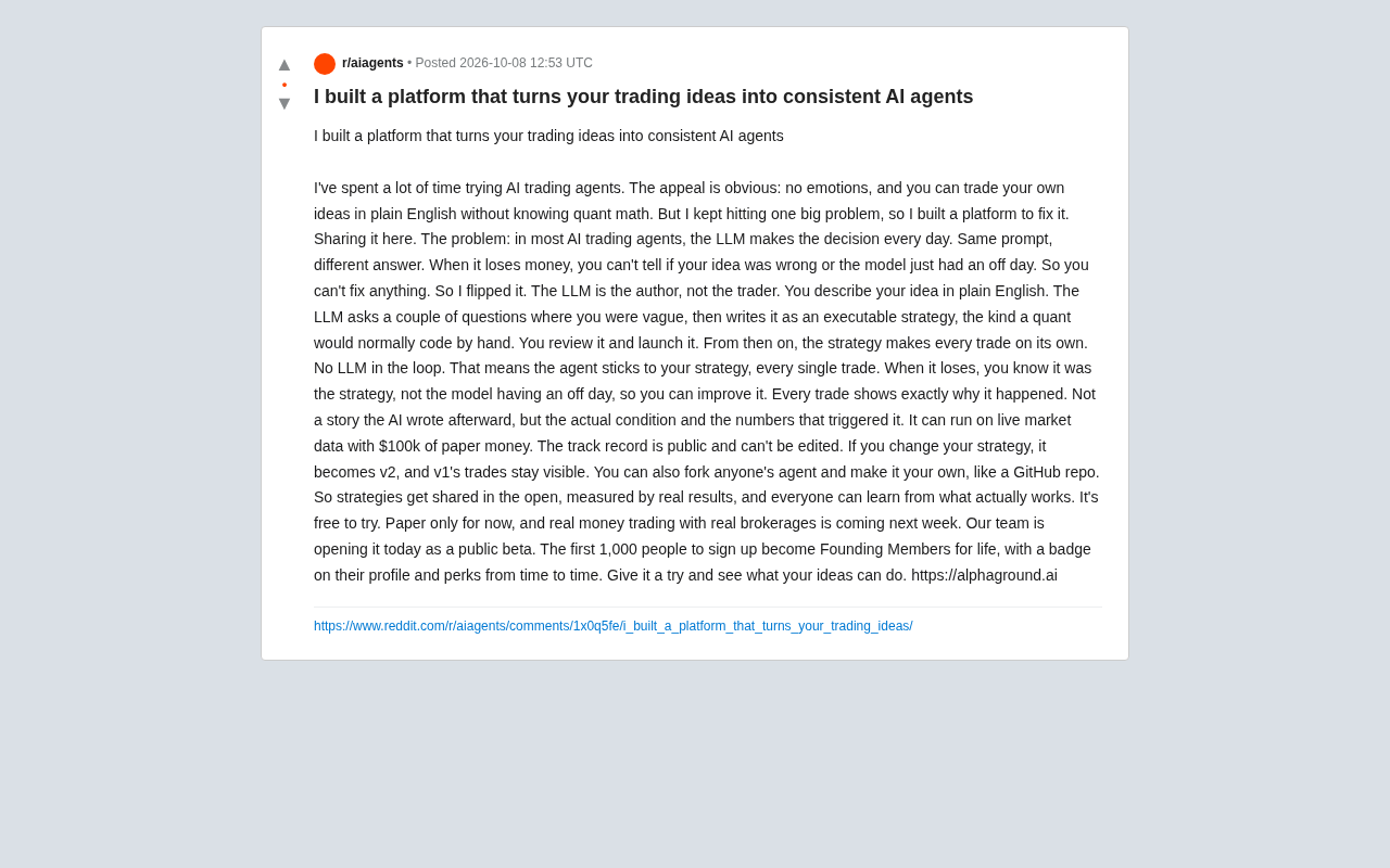 A New Approach to AI Trading Agents: Let LLMs Write Strategies, Not Make Decisions