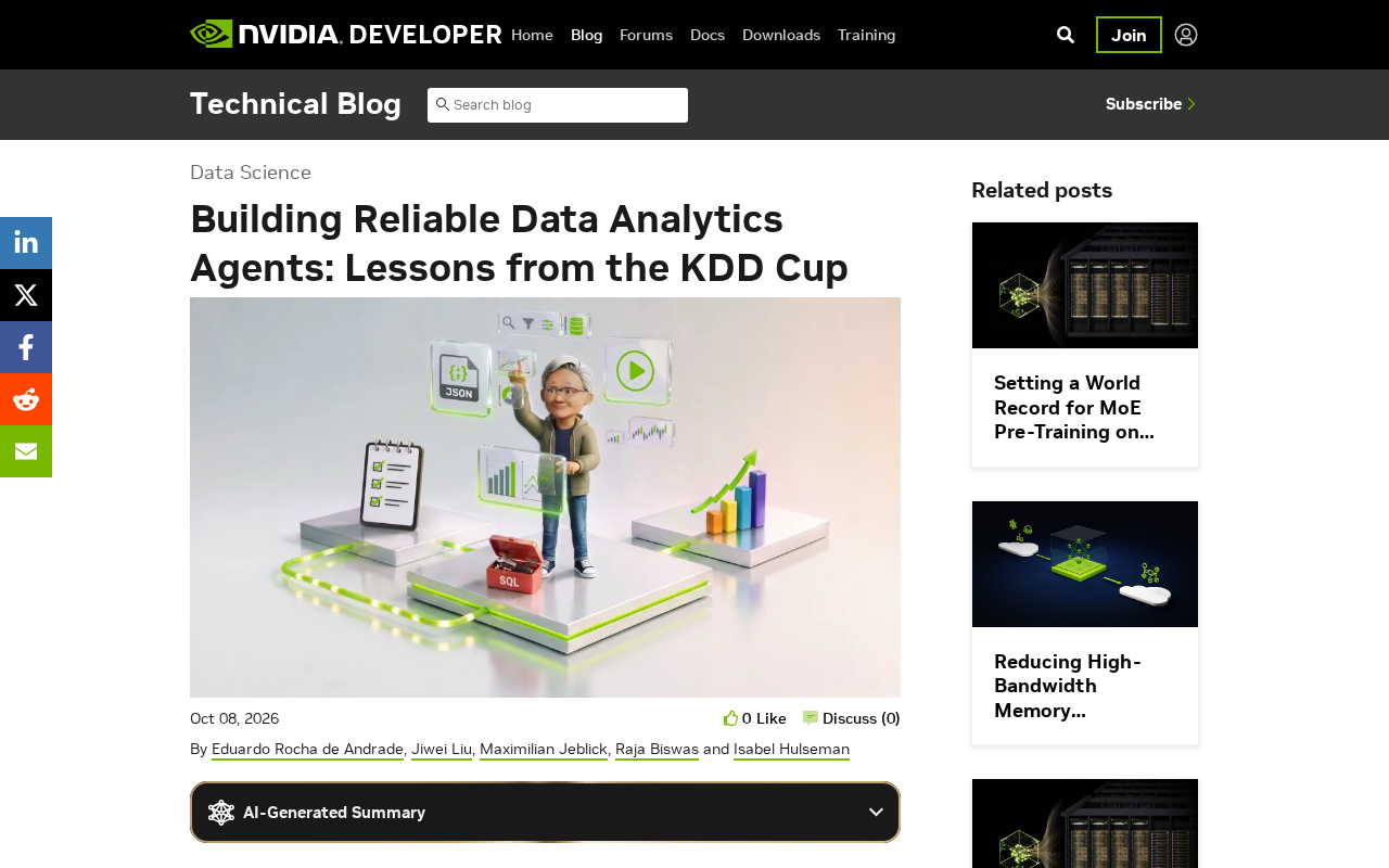 Building Reliable Data Analysis Agents: Lessons from NVIDIA KGMON at KDD Cup