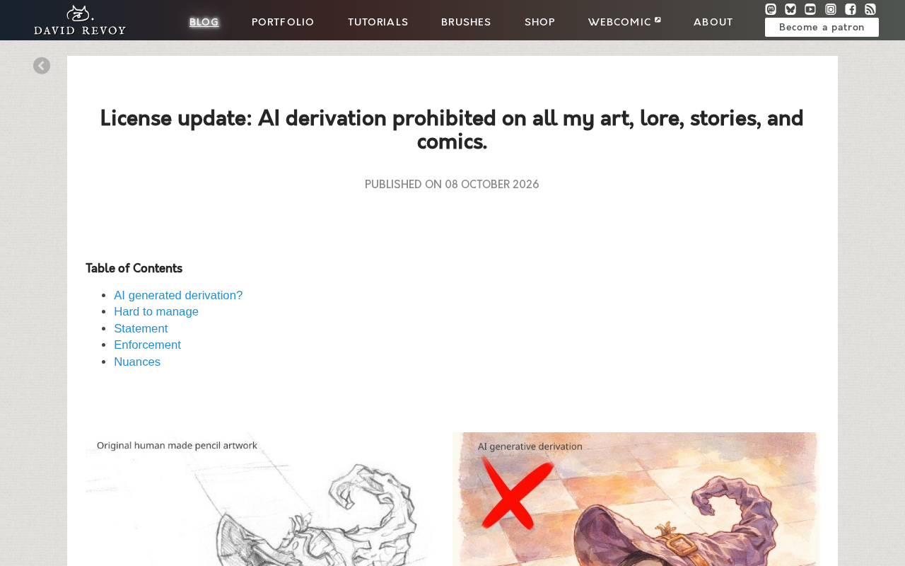 A Creator Updates Their License to Prohibit All AI Derivatives of Their Work