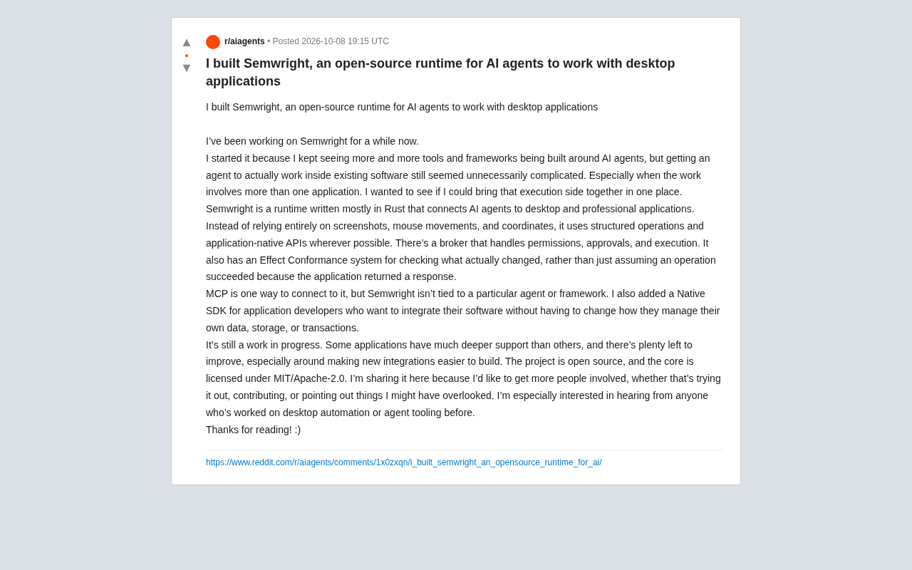 Semwright: An Open-Source Runtime That Lets AI Agents Actually Operate Desktop Applications