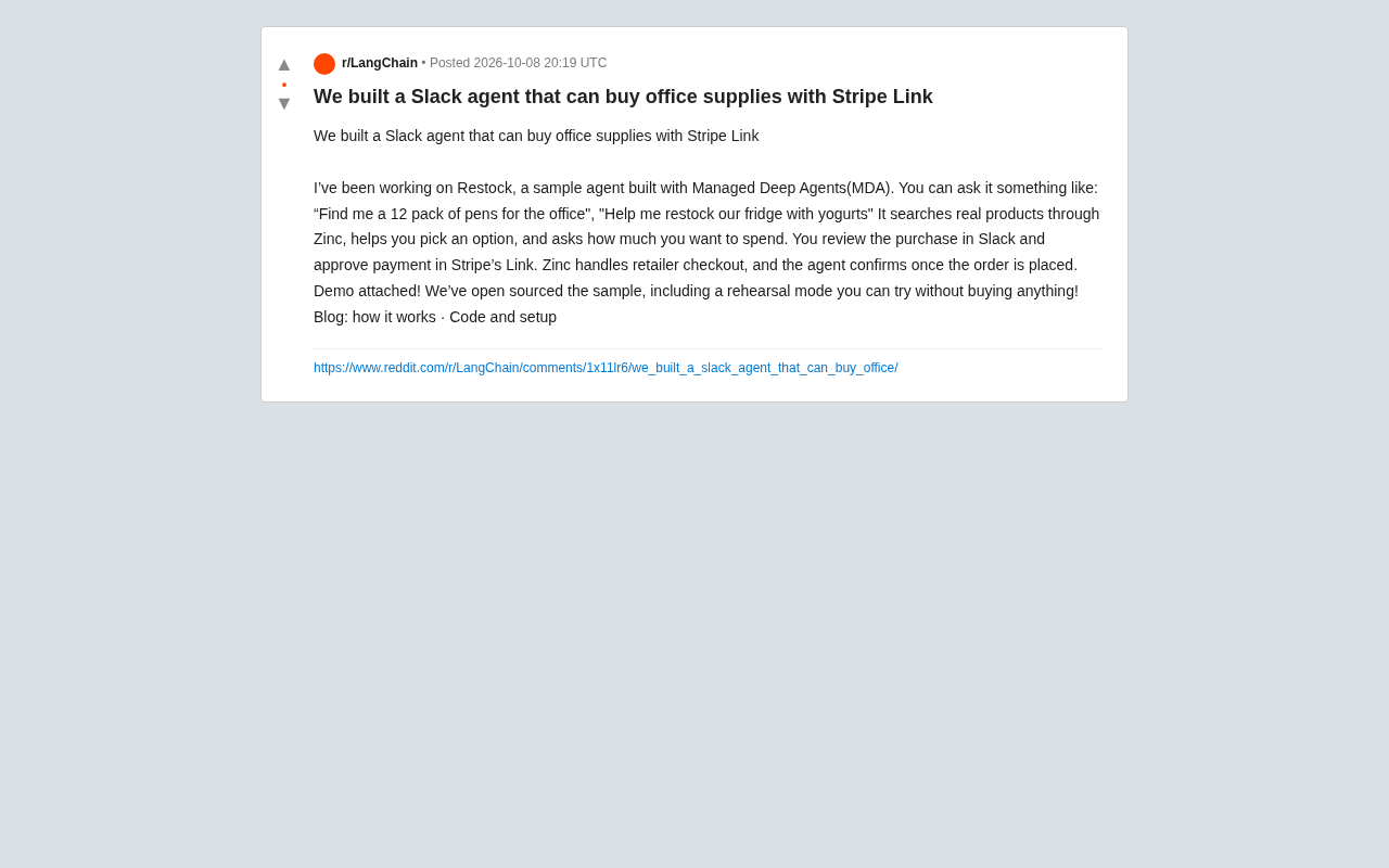 Restock: An AI Procurement Agent That Lets You Buy Office Supplies via Stripe Inside Slack