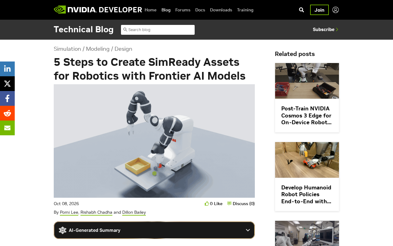 5 Steps to Build SimReady Assets for Robot Simulation: A Practical Guide with Frontier AI Models