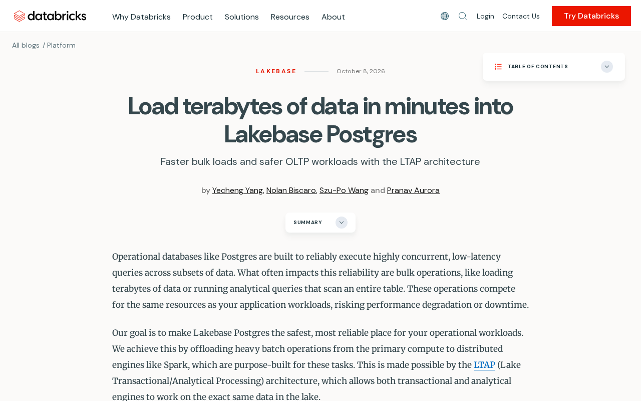 Loading TB-Scale Data in Minutes: How Lakebase Postgres Bulk Loading Works