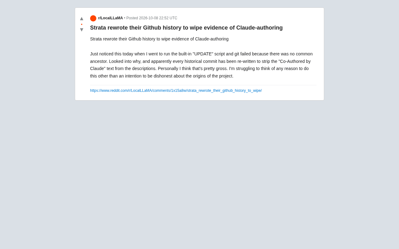 Strata's Rewritten Git History to Erase Claude Co-Author Credits Sparks Controversy