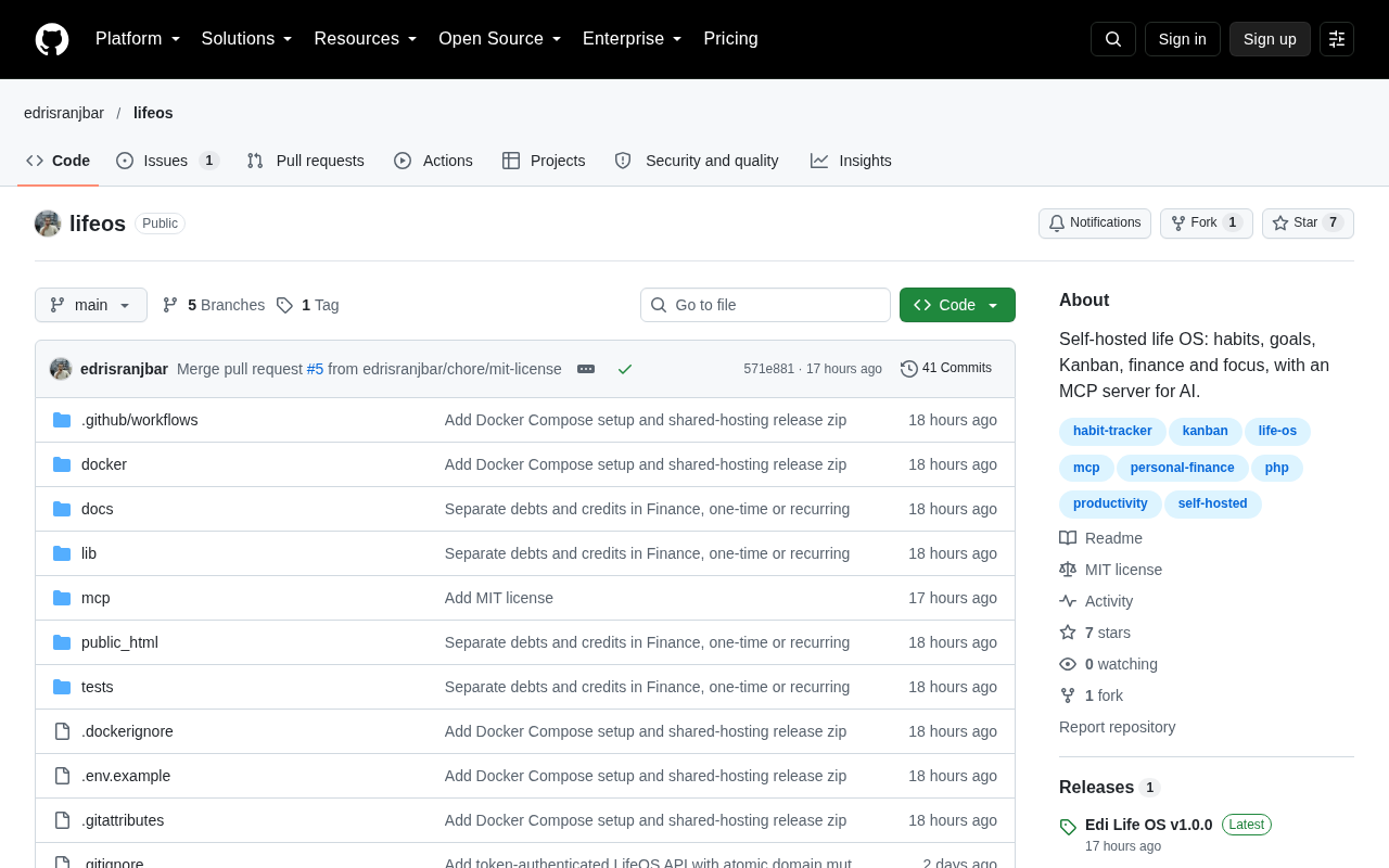 Edi Life OS: A Self-Hosted Life Dashboard That Connects to AI via MCP