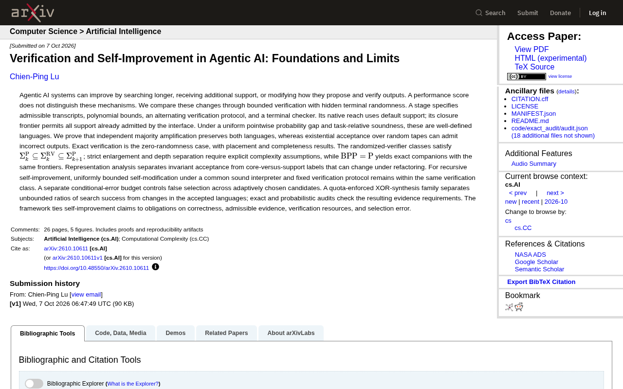 Verification and Self-Improvement in Agentic AI: Where Are the Theoretical Limits?