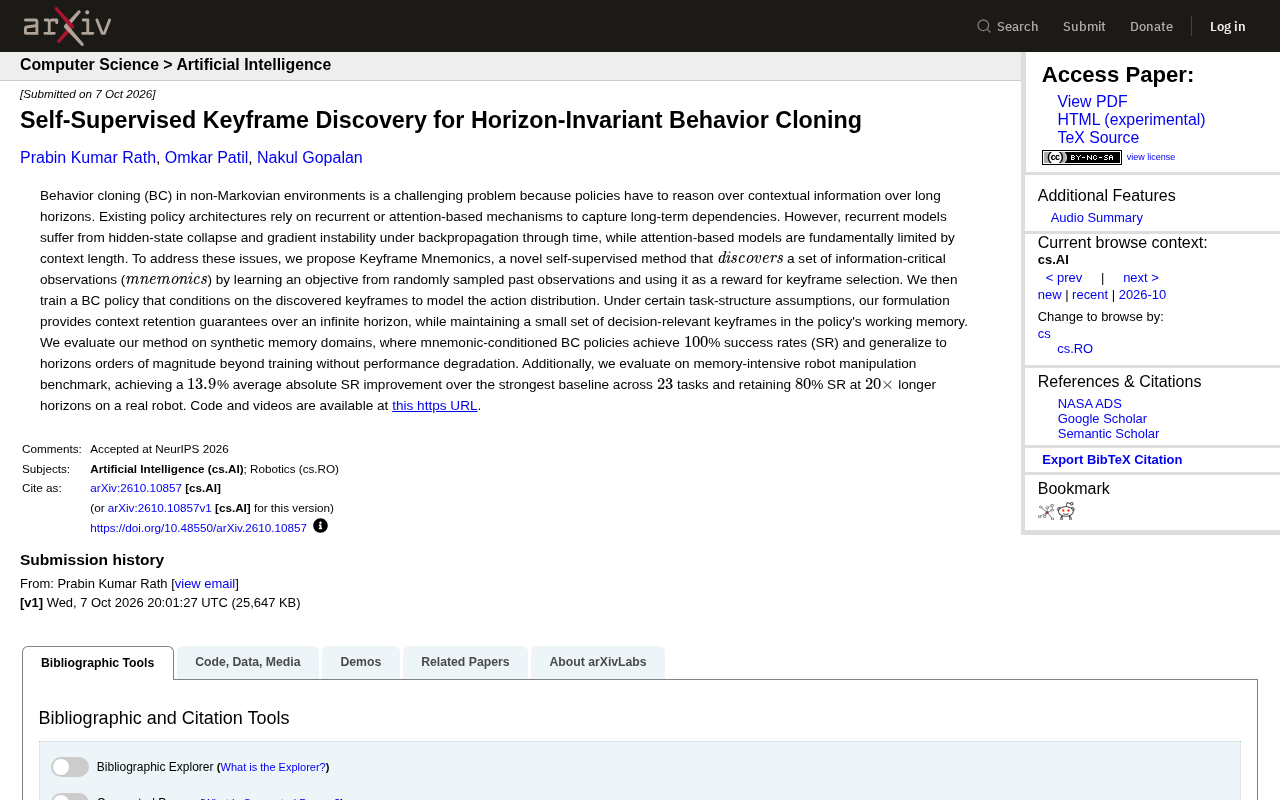 Self-Supervised Keyframe Discovery for Horizon-Invariant Behavior Cloning