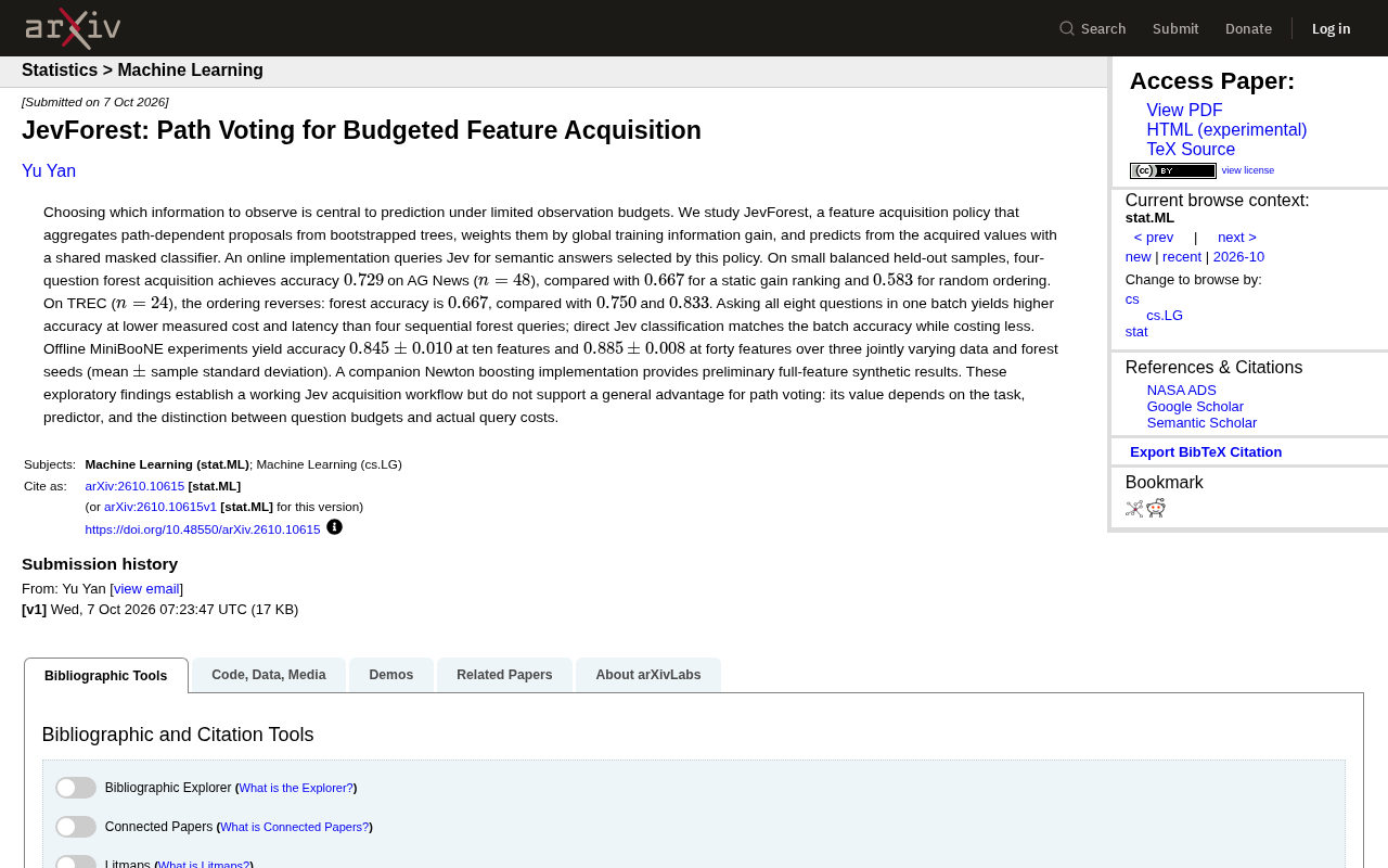JevForest: Path Voting for Budgeted Feature Acquisition