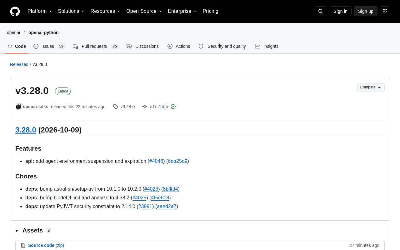 OpenAI SDK v3.28.0 发布:新增 Agent 环境挂起与过期机制