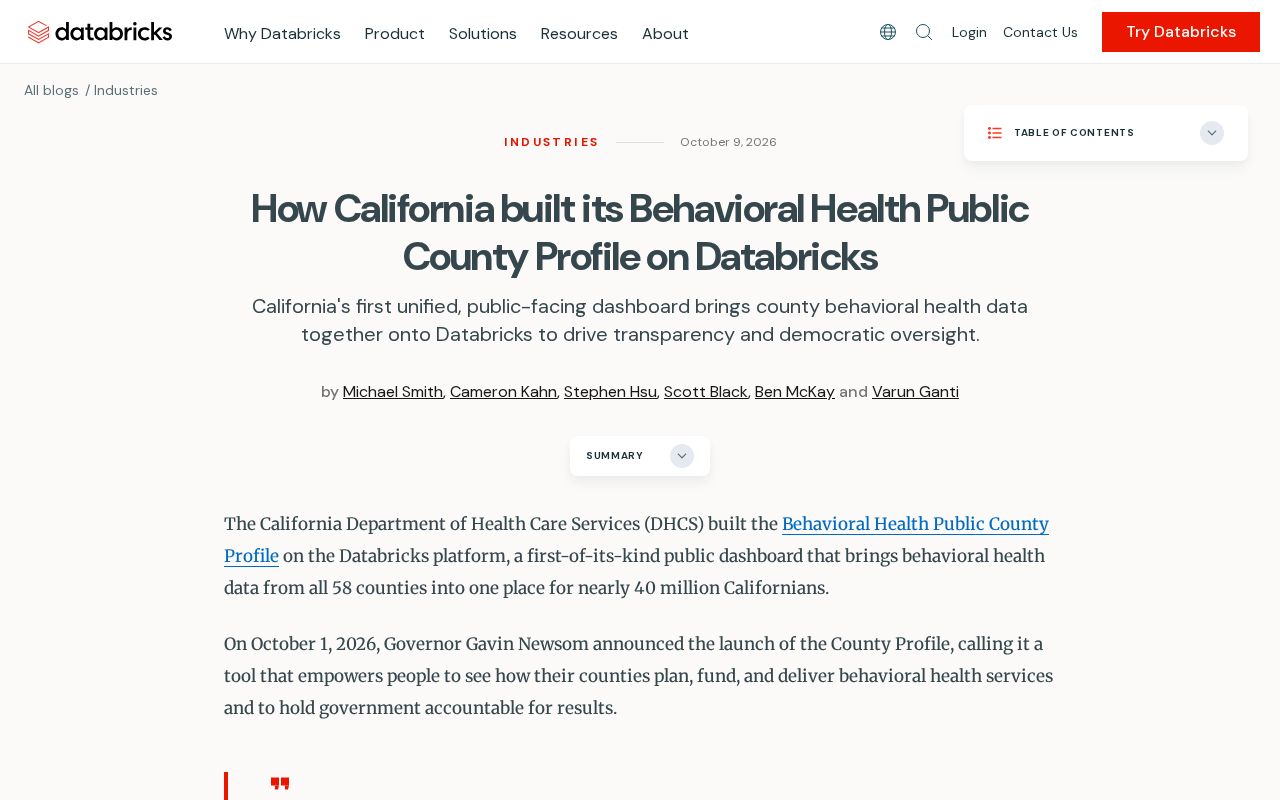 How California Built a Behavioral Health Public Data Platform with Databricks