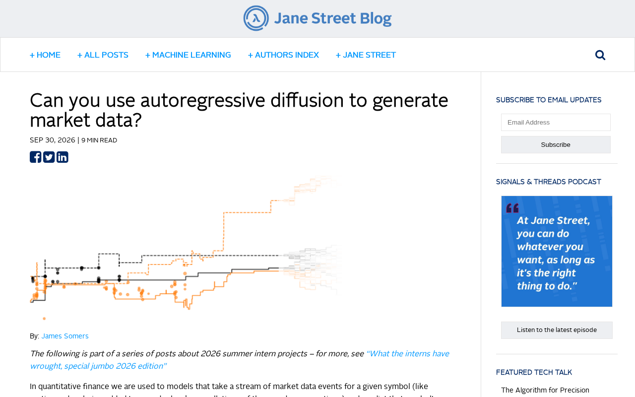 Can Autoregressive Diffusion Models Generate Financial Market Data?