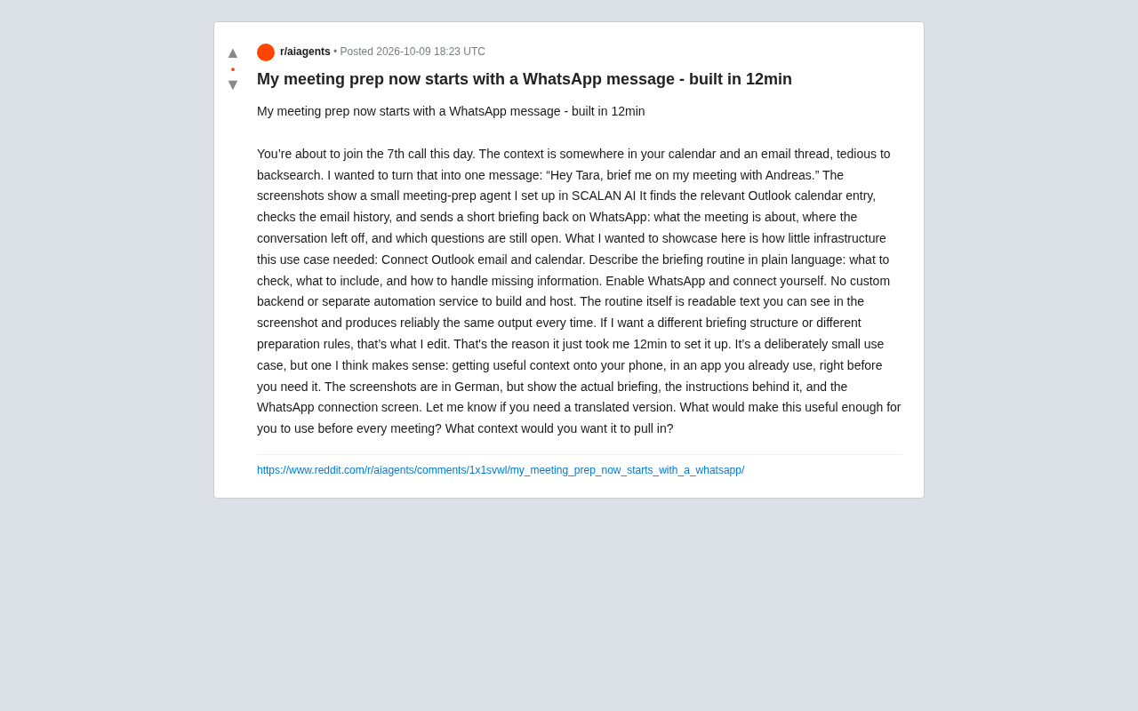 Build a Meeting Assistant in 12 Minutes: One WhatsApp Message Handles All Your Pre-Meeting Prep