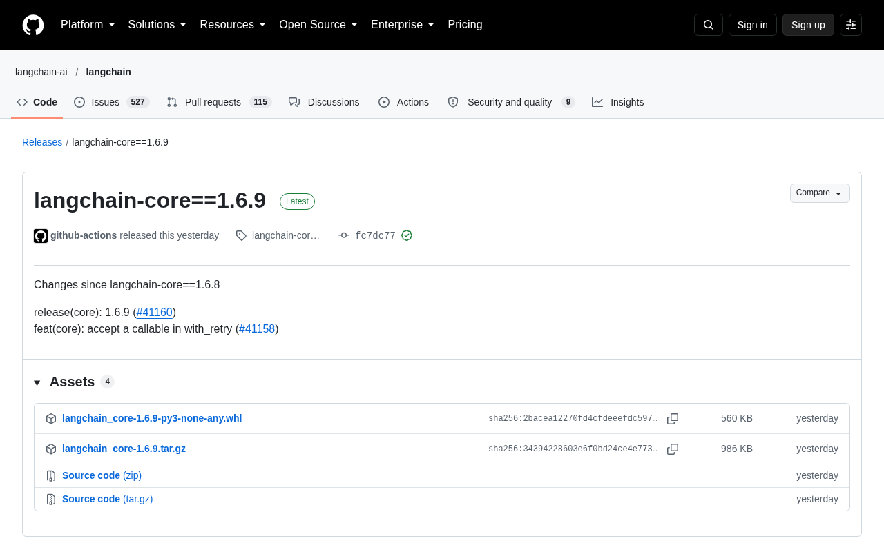 LangChain Core 1.6.9 Released: with_retry Now Supports Callable Arguments