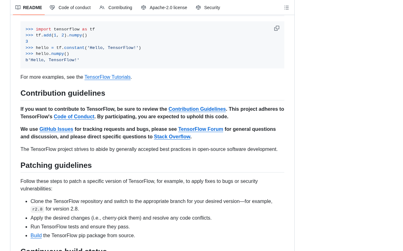 TensorFlow Project Information