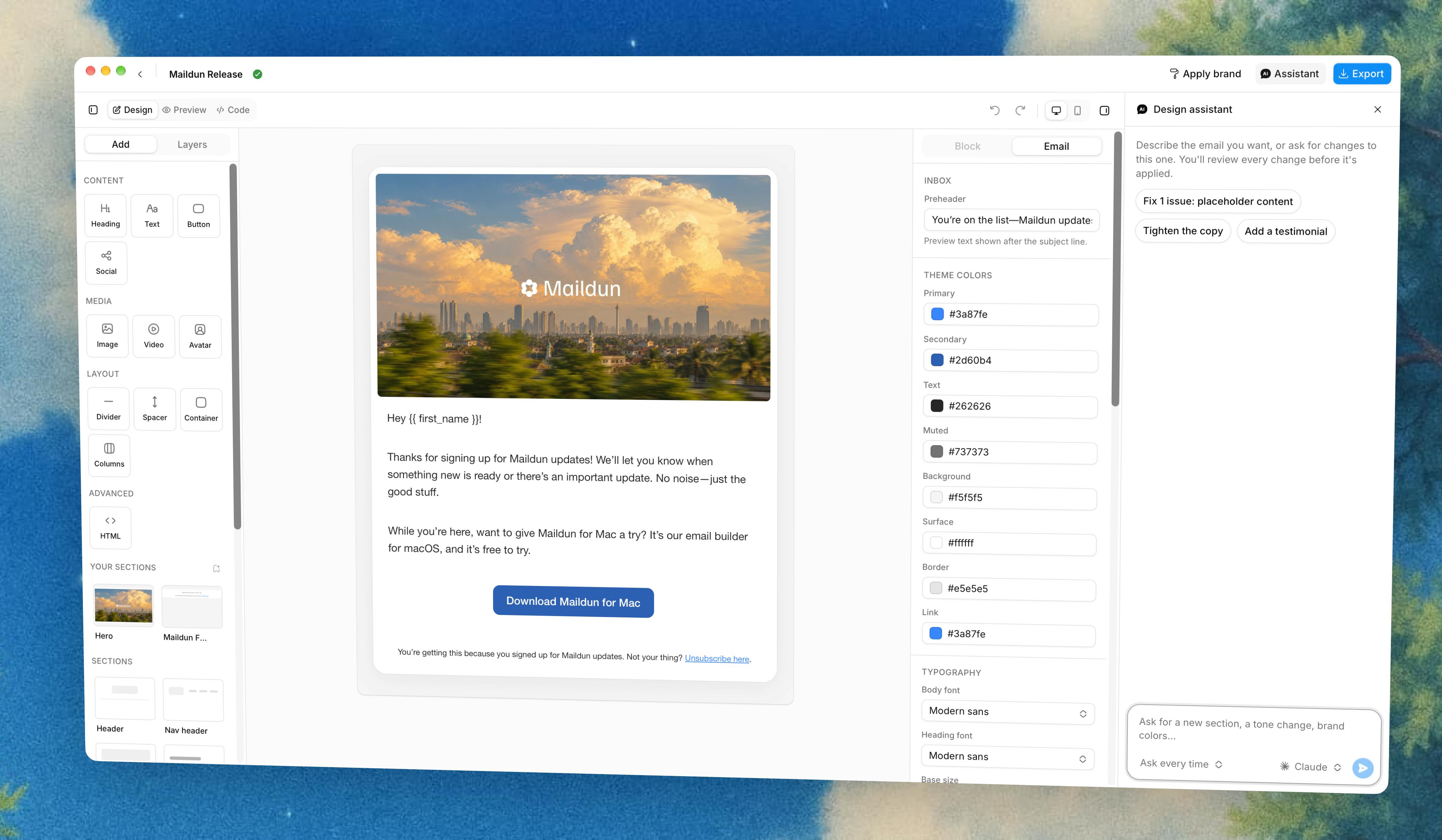 Maildun for Mac: A Three-Mode Email Design Tool — Manual, AI, and MCP