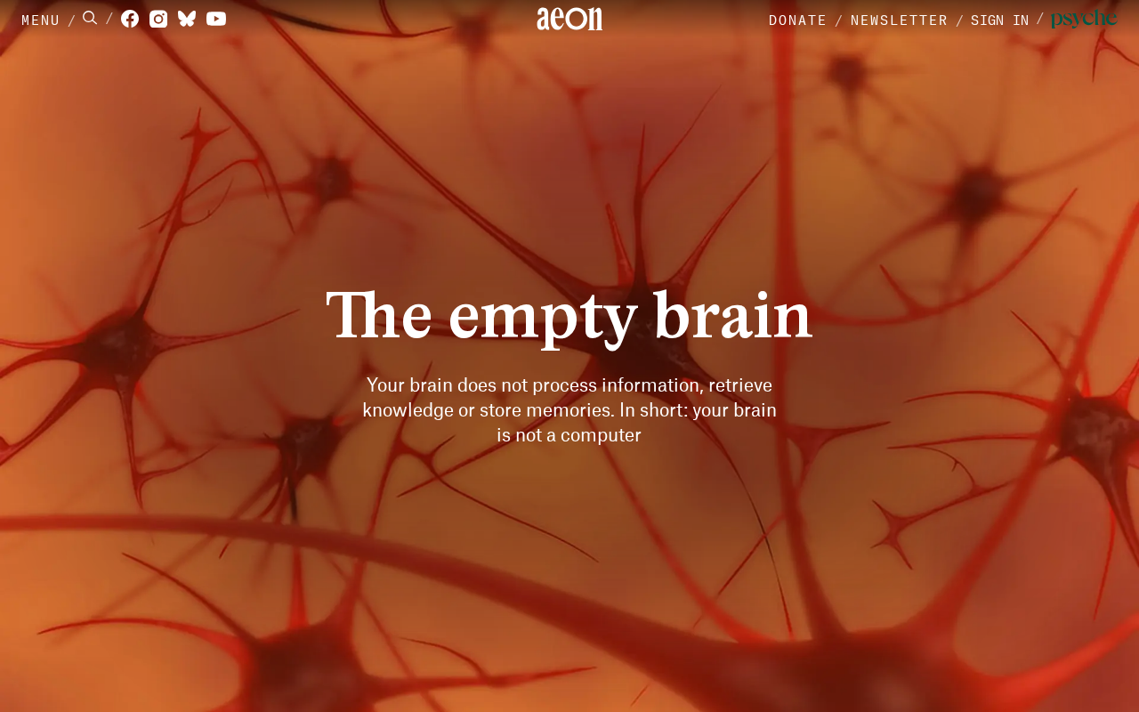 hackernews source: Brain does not process information and it is not a computer (2016)